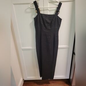Vintage Black Linen Marie St. Claire Dress With Tortoiseshell, size 4